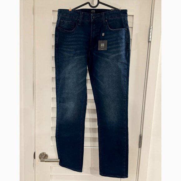 (NWTs) Ike Behar Men’s Blue Denim Jeans (Dark Stonewash, Slim Straight, 32Wx30L) - Picture 3 of 4